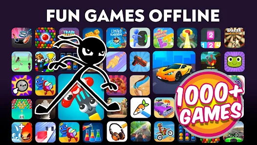 Screenshot of the Google Play Games app showing various offline game options
