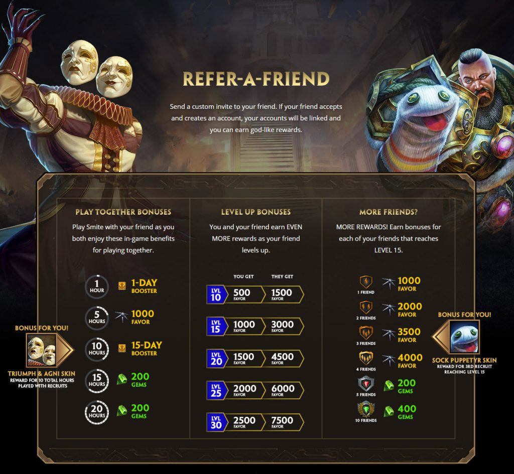 Smite Alienware Arena promotional page showing free god and skin offers