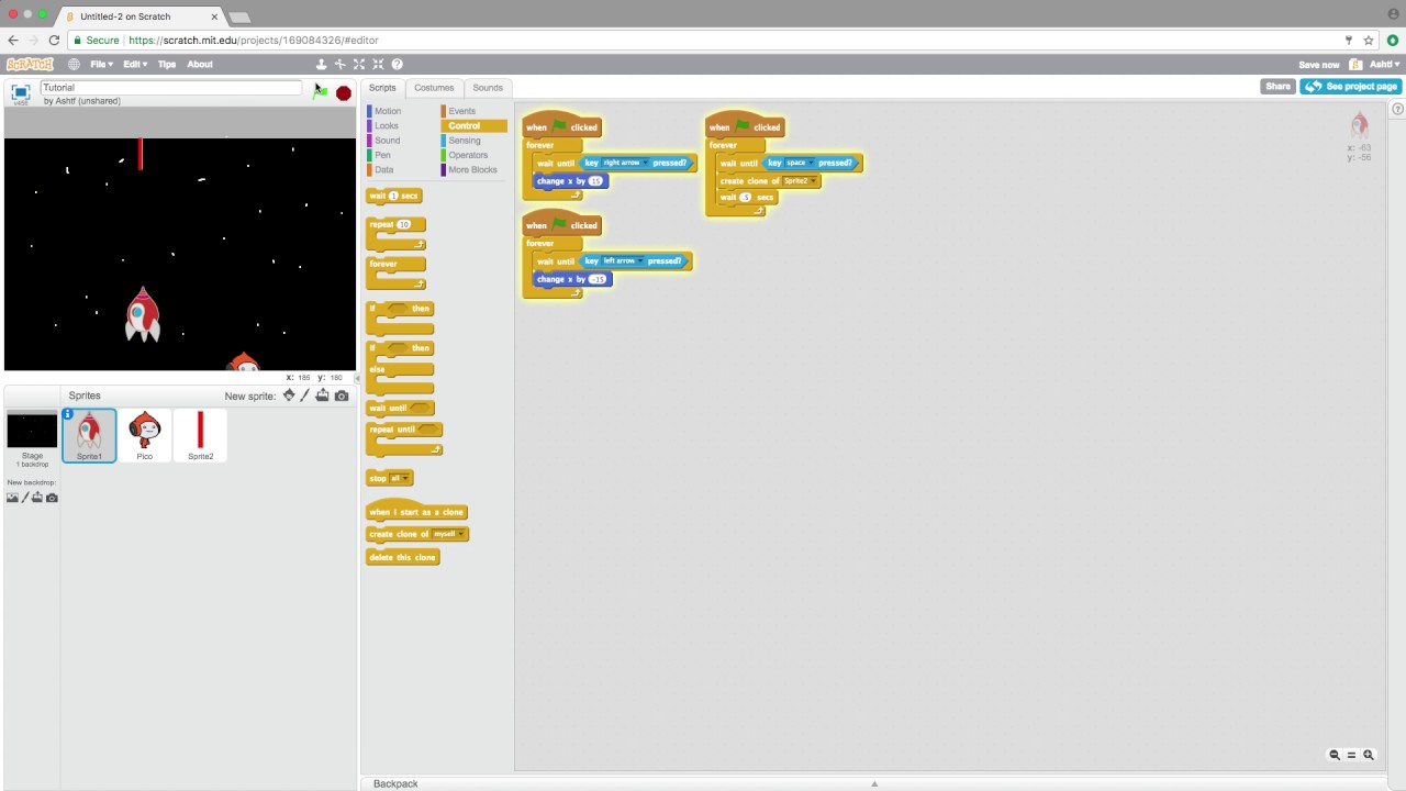 How to Code a Galaga Game on Scratch