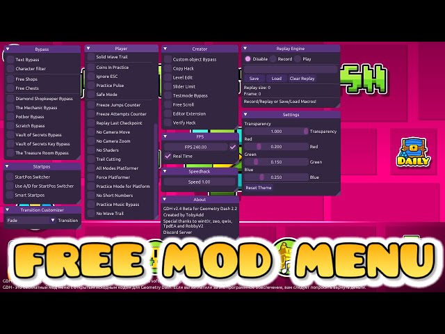 Top Geometry Dash Mod Menus 2.2