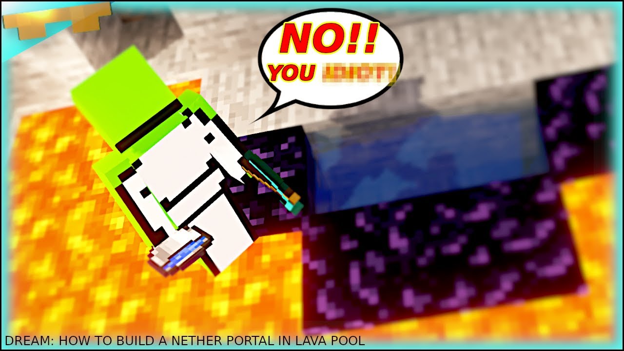 Dream speedrunning Nether portal showing the L-shape pillar