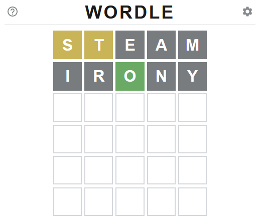 The original minimalist Wordle interface on powerlanguage.co.uk