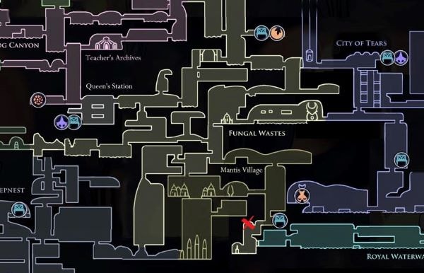 Map showing Bretta's location in the Fungal Wastes near the Dashmaster statue